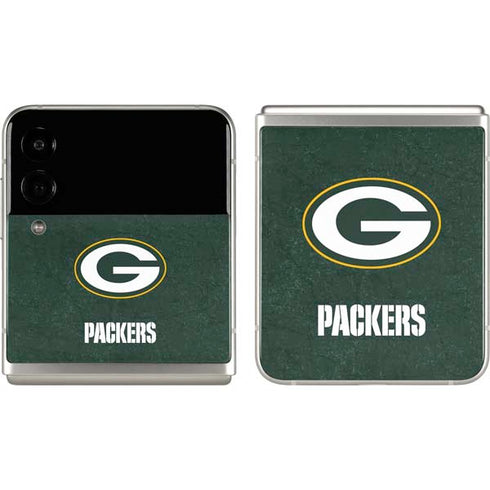 NFL Green Bay Packers Distressed Galaxy Z Flip3 5G Skin