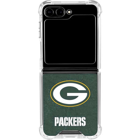 NFL Green Bay Packers Distressed Galaxy Z Flip5 5G Clear Case
