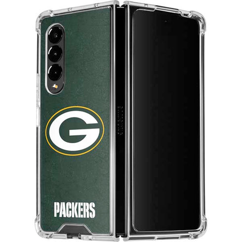 NFL Green Bay Packers Distressed Galaxy Z Fold4 5G Clear Case