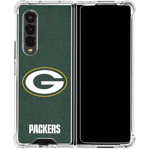 NFL Green Bay Packers Distressed Galaxy Z Fold4 5G Clear Case
