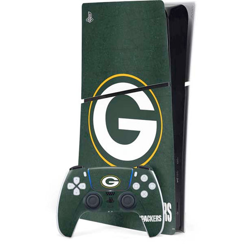 NFL Green Bay Packers Distressed PS5 Slim Digital Edition Bundle Skin