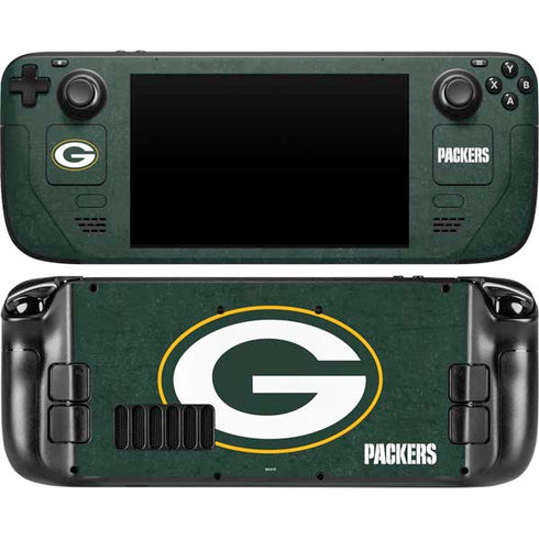 NFL Green Bay Packers Distressed Steam Deck Handheld Gaming Computer Skin
