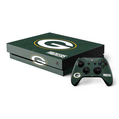 NFL Green Bay Packers Distressed Xbox One X Bundle Skin