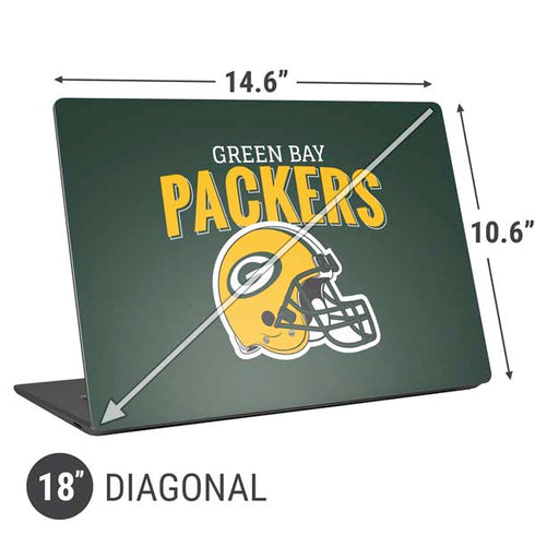 NFL Green Bay Packers Helmet Universal Laptop 18in (14.6 x 10.6in) Skin