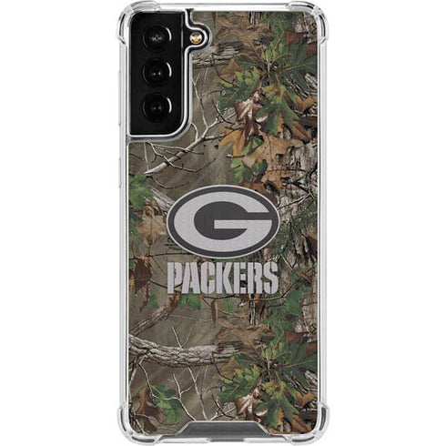 NFL Green Bay Packers Realtree Xtra Green Camo Galaxy S21 FE Clear Case