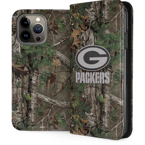NFL Green Bay Packers Realtree Xtra Green Camo iPhone 13 Pro Max Folio Case