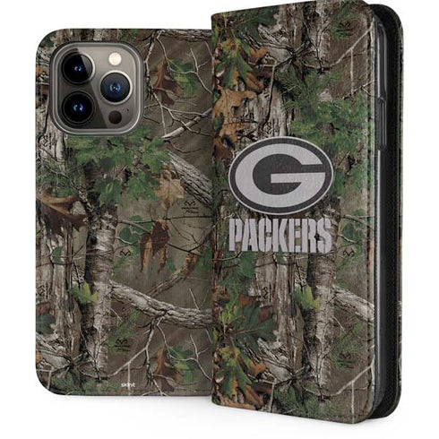NFL Green Bay Packers Realtree Xtra Green Camo iPhone 14 Pro Max Folio Case