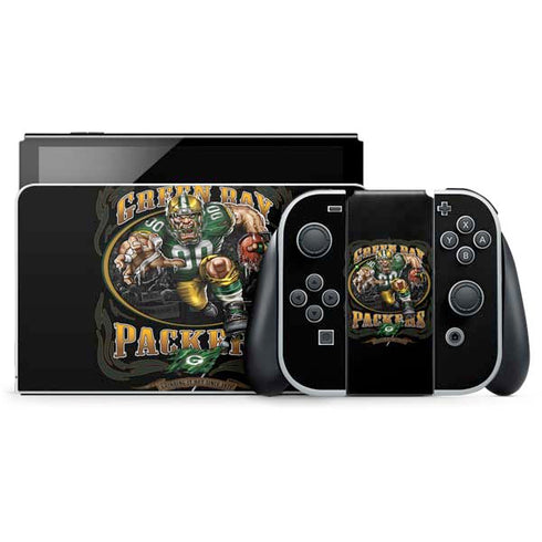 Liquid Blue NFL Green Bay Packers Running Back Nintendo Switch OLED (2021) Skin