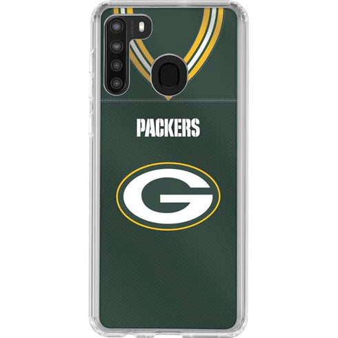 NFL Green Bay Packers Team Jersey Galaxy A21 Clear Case