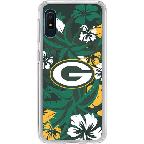 NFL Green Bay Packers Tropical Print Galaxy A10e Clear Case