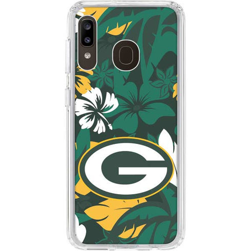 NFL Green Bay Packers Tropical Print Galaxy A20 Clear Case