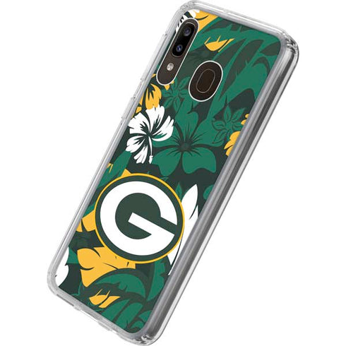 NFL Green Bay Packers Tropical Print Galaxy A20 Clear Case