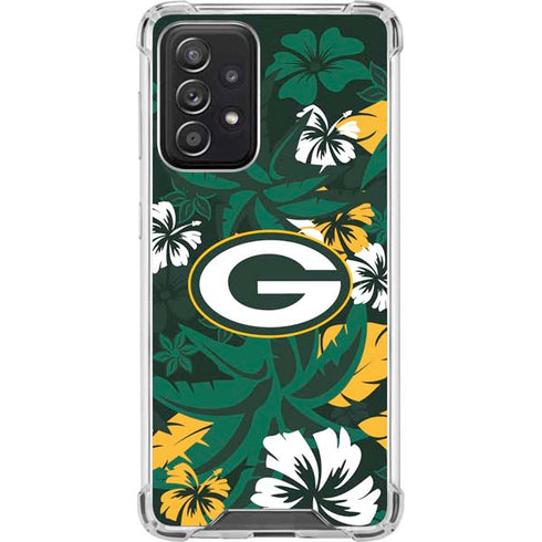 NFL Green Bay Packers Tropical Print Galaxy A52 5G Clear Case