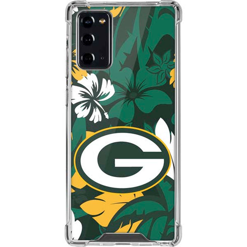 NFL Green Bay Packers Tropical Print Galaxy Note20 5G Clear Case