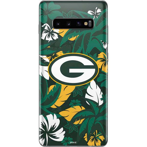 NFL Green Bay Packers Tropical Print Galaxy S10 Plus Skin