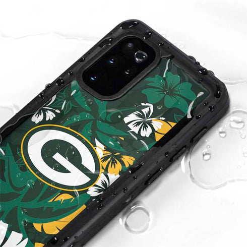 NFL Green Bay Packers Tropical Print Galaxy S20 Plus Waterproof Case