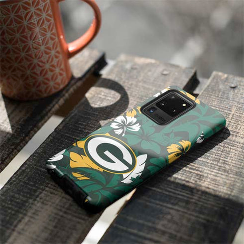 NFL Green Bay Packers Tropical Print Galaxy S20 Ultra 5G Pro Case