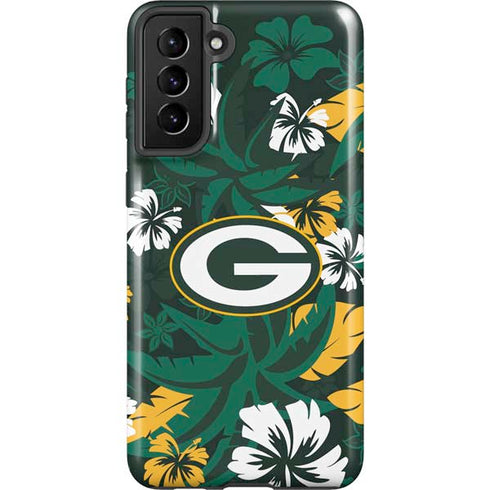NFL Green Bay Packers Tropical Print Galaxy S21 Plus 5G Pro Case