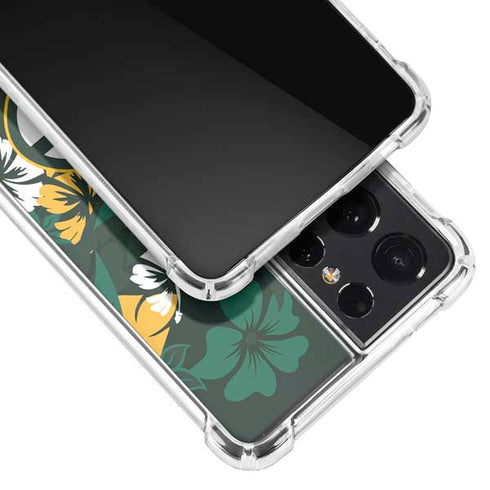NFL Green Bay Packers Tropical Print Galaxy S21 Ultra 5G Clear Case
