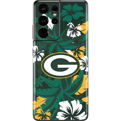 NFL Green Bay Packers Tropical Print Galaxy S21 Ultra 5G Skin