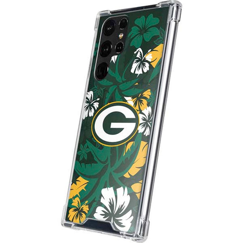 NFL Green Bay Packers Tropical Print Galaxy S22 Ultra Clear Case