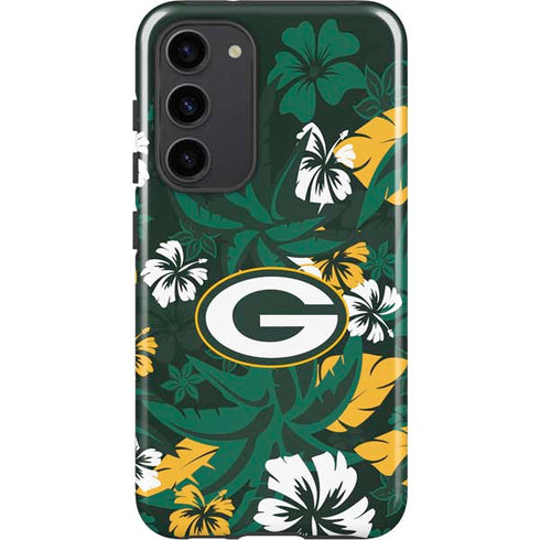 NFL Green Bay Packers Tropical Print Galaxy S23 Plus Pro Case