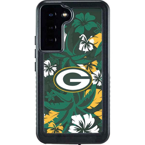 NFL Green Bay Packers Tropical Print Galaxy S23 Plus Waterproof Case