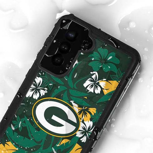 NFL Green Bay Packers Tropical Print Galaxy S23 Plus Waterproof Case