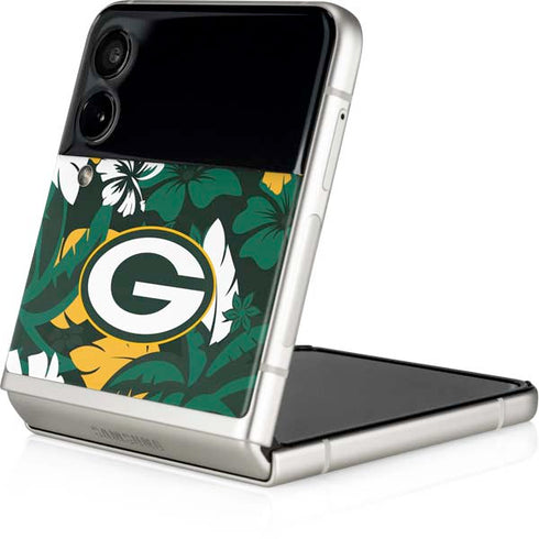 NFL Green Bay Packers Tropical Print Galaxy Z Flip3 5G Skin