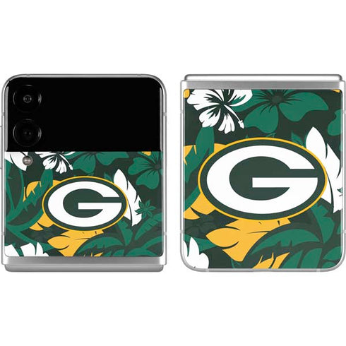 NFL Green Bay Packers Tropical Print Galaxy Z Flip4 5G Skin