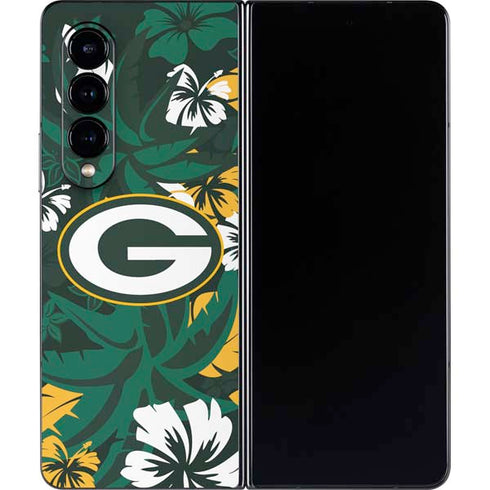 NFL Green Bay Packers Tropical Print Galaxy Z Fold4 5G Skin