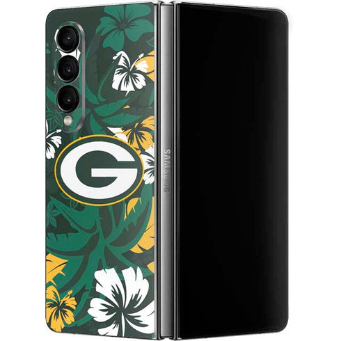 NFL Green Bay Packers Tropical Print Galaxy Z Fold4 5G Skin