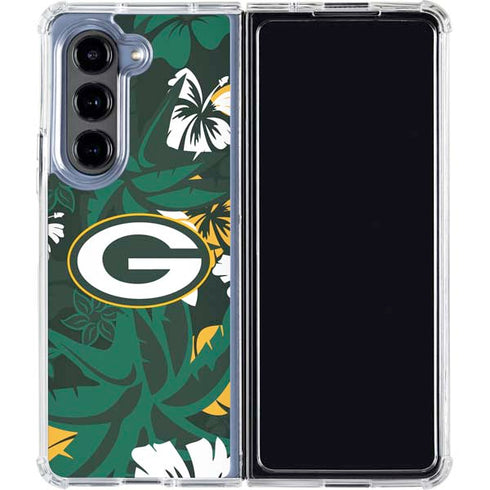NFL Green Bay Packers Tropical Print Galaxy Z Fold5 5G Clear Case