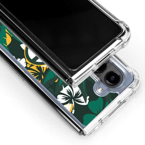 NFL Green Bay Packers Tropical Print Galaxy Z Fold5 5G Clear Case