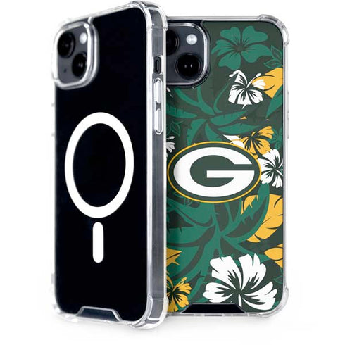 NFL Green Bay Packers Tropical Print iPhone 15 Plus MagSafe Case