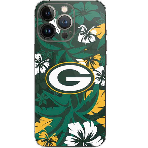 NFL Green Bay Packers Tropical Print iPhone 14 Pro Skin