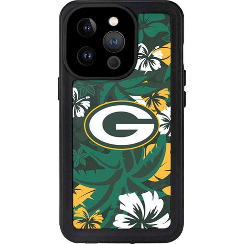 NFL Green Bay Packers Tropical Print iPhone 14 Pro Waterproof Case
