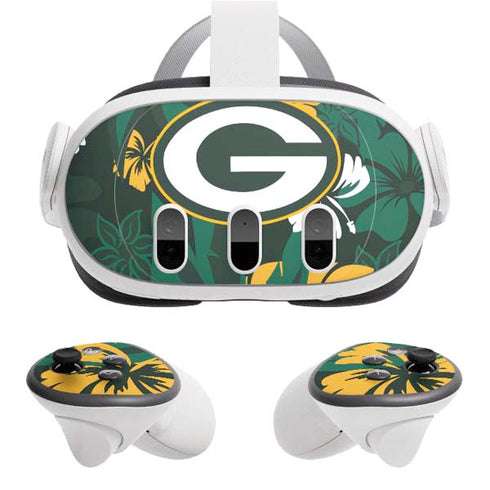 NFL Green Bay Packers Tropical Print Meta Quest 3 Skin