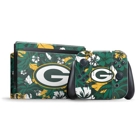 NFL Green Bay Packers Tropical Print Nintendo Switch Bundle Skin
