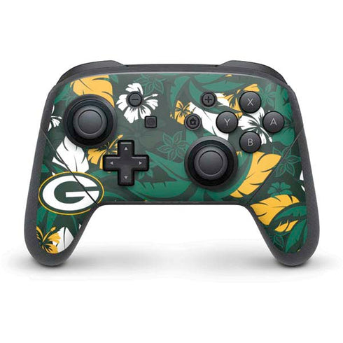 NFL Green Bay Packers Tropical Print Nintendo Switch Pro Controller Skin