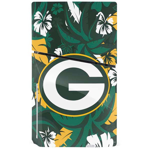 NFL Green Bay Packers Tropical Print PS5 Slim Disk Bundle Skin