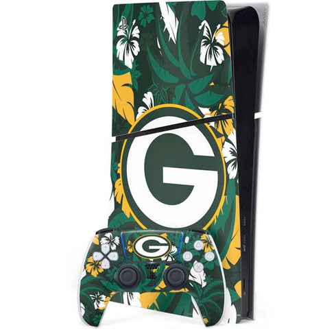 NFL Green Bay Packers Tropical Print PS5 Slim Digital Edition Bundle Skin