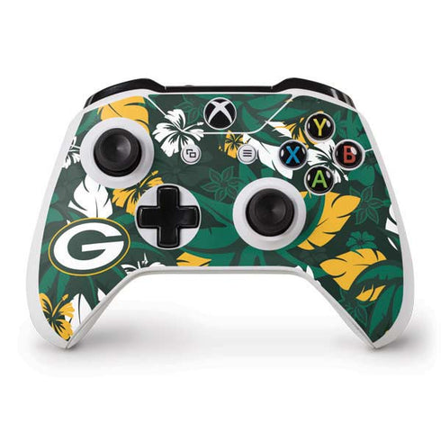 NFL Green Bay Packers Tropical Print Xbox One S Controller Skin