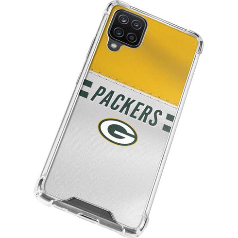 NFL Green Bay Packers White Striped Galaxy A12 Clear Case