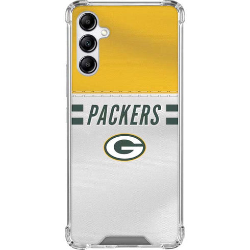 NFL Green Bay Packers White Striped Galaxy A15 5G Clear Case