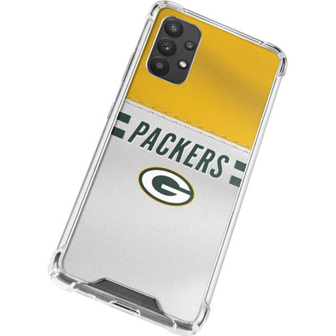 NFL Green Bay Packers White Striped Galaxy A32 5G Clear Case