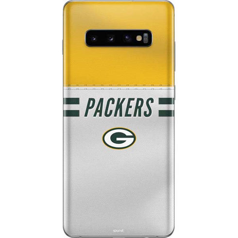 NFL Green Bay Packers White Striped Galaxy S10 Plus Skin