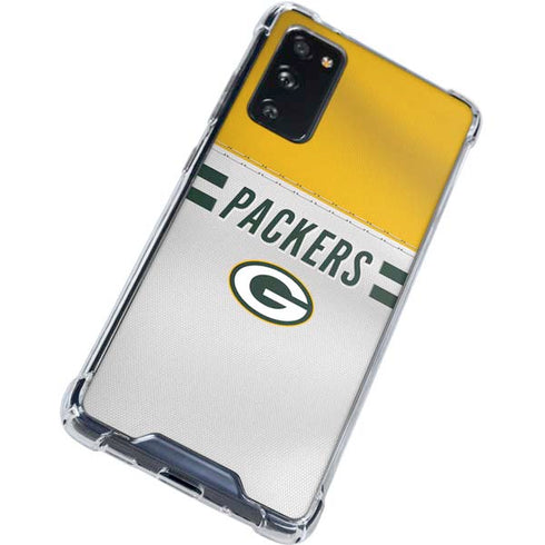 NFL Green Bay Packers White Striped Galaxy S20 FE Clear Case