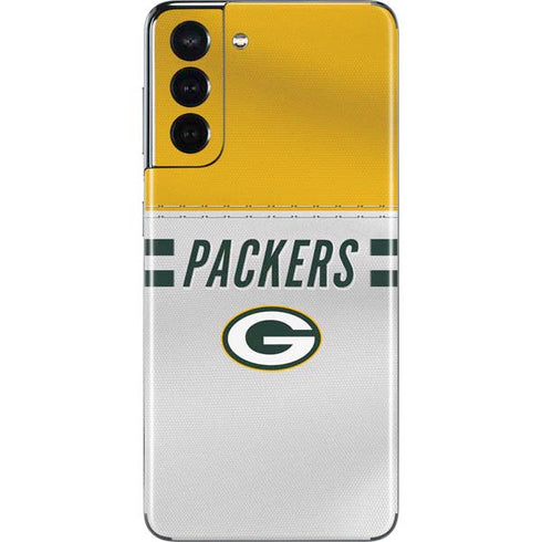 NFL Green Bay Packers White Striped Galaxy S21 5G Skin