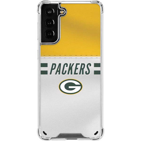 NFL Green Bay Packers White Striped Galaxy S21 Plus 5G Clear Case